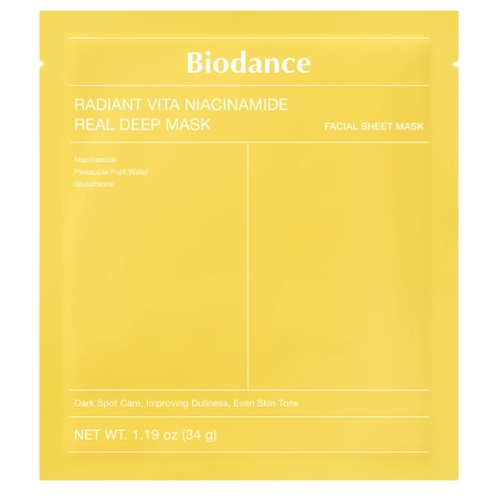 Biodance - Radiant Vita Niacinamide Real Deep Mask - Izgaismojoša Sejas Maska - 1 gab./34g