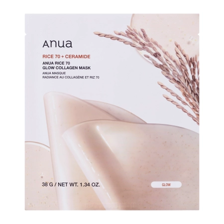Anua - Rice 70 Glow Collagen Mask - Izgaismojoša Auduma Maska ar Kolagēnu - 38g