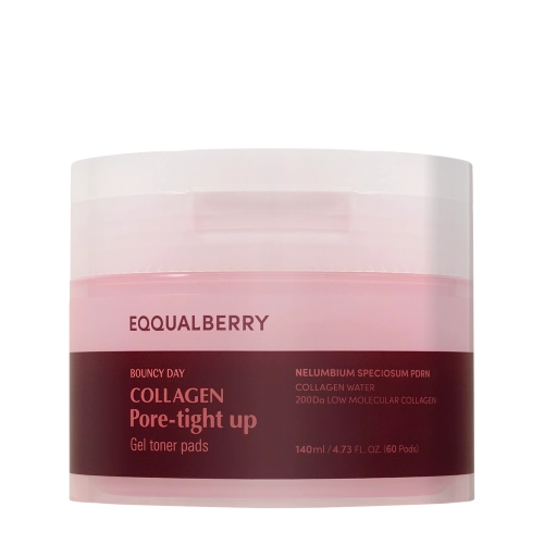 EQQUALBERRY - Collagen Pore Tight Up Gel Toner Pad - Poras Savelkoši Sejas Spilventiņi - 60gab/140ml