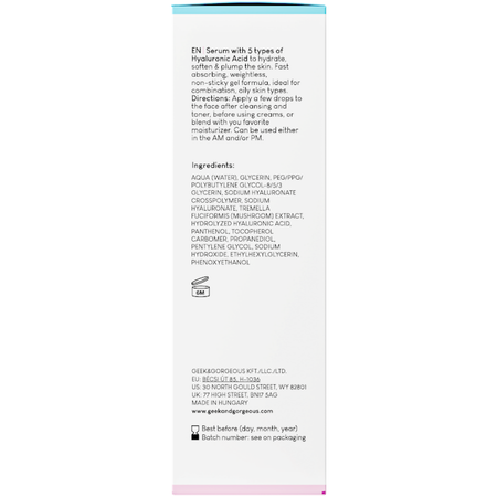 Geek & Gorgeous - HA 5 Light - Serums ar 5 Hialuronskābes Formām Kombinētai un Taukainai Ādai - 30ml