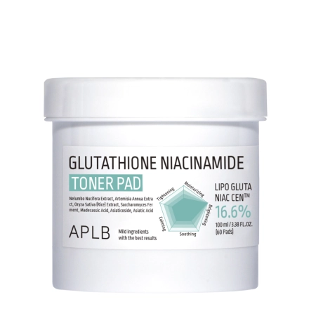 APLB - Glutathione Niacinamide Toner Pad - Izgaismojošie Sejas Spilventiņi - 60gab/100ml
