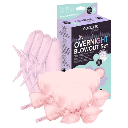 Glov - Cool Curl Overnight Blowout Set - Komplekts Matu Veidošanai Bez Karstuma - Pink - 1 gab