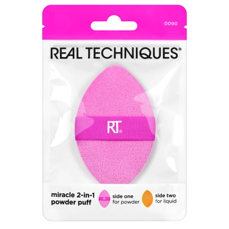 Real Techniques - Miracle Powder Puff - Divpusējs Spilventiņš Tonālā Līdzekļa un Pūdera Uzklāšanai - 1gab.