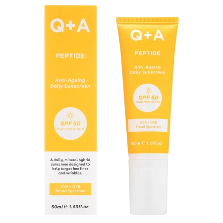 Q+A - Peptide SPF50 Anti-Ageing Facial Sunscreen - Pretnovecošanās Krēms ar Peptīdu un SPF50 - 50ml