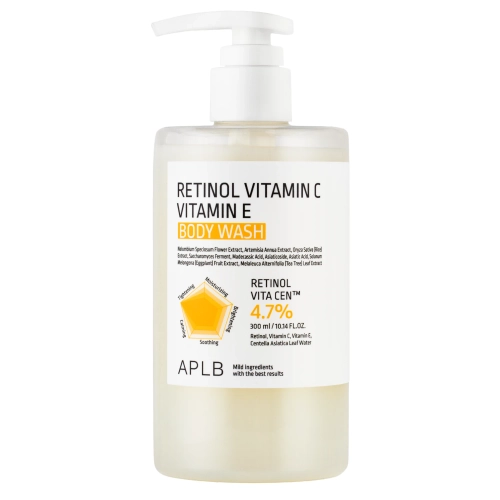 APLB - Retinol Vitamin C Vitamin E Body Wash - Izlīdzinoša un Nostiprinoša Dušas Želeja ar Retinolu, C un E Vitamīnu - 300ml