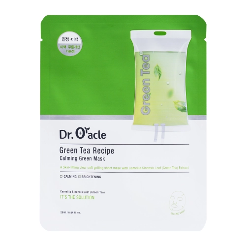 Dr.Oracle - GreenTea Recipe Calming Green Mask - Nomierinoša Auduma Maska ar Zaļo Tēju - 1gab/25ml