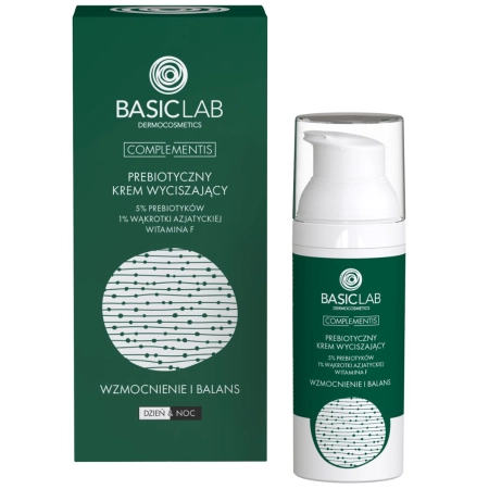 BasicLab - Stiprināšana un Līdzsvarošana – Prebiotisks Nomierinošs Krēms ar 5% Prebiotikām, 1% Gotu Kolu un F Vitamīnu - 50ml