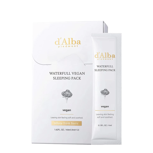 d'Alba - Waterfull Vegan Sleeping Pack - Mitrinoša Nakts Maska Sejai - 12x4ml