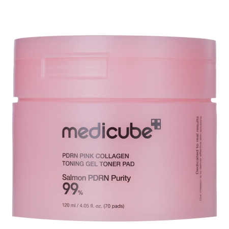Medicube - PDRN Pink Collagen Tonning Gel Toner Pad - Tonizējoši Želejveida Spilventiņi ar Kolagēnu - 70 gab.