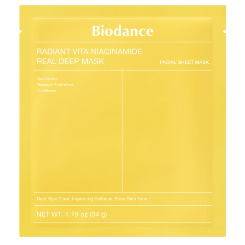 Biodance - Radiant Vita Niacinamide Real Deep Mask - Izgaismojoša Sejas Maska - 1 gab./34g