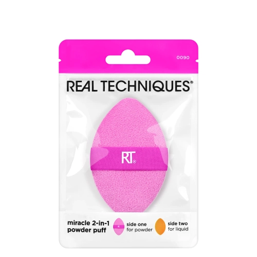 Real Techniques - Miracle Powder Puff - Divpusējs Spilventiņš Tonālā Līdzekļa un Pūdera Uzklāšanai - 1gab.