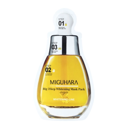 Miguhara - Big3 Step Whitening Mask Pack Origin - Izgaismojoša Auduma Maska - 1,7ml + 25ml + 2ml