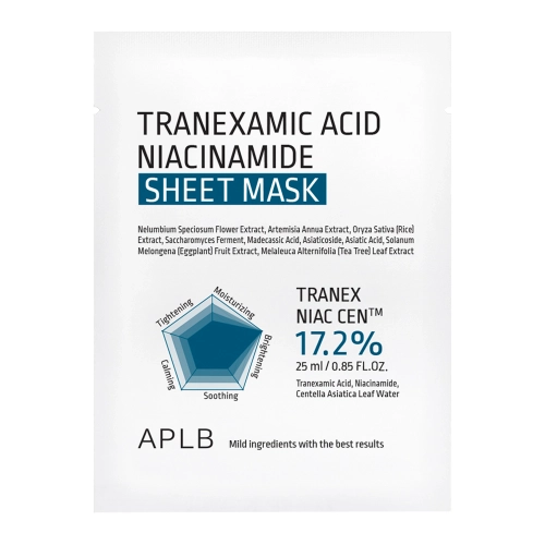 APLB - Tranexamic Acid Niacinamide Sheet Mask - Izgaismojoša un Mitrinoša Auduma Maska Sejai - 1gab/25ml