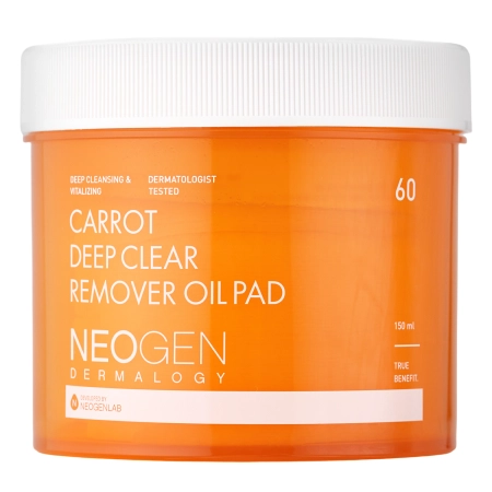 Neogen - Dermalogy Carrot Deep Clear Remover Oil Pad - Attīrošas Sejas Plāksnītes - 60 gab./150ml
