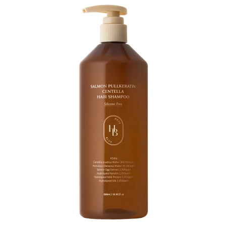 HEVEBLUE - Salmon PullKeratin Centella Hair Shampoo - Atjaunojošs Matu Šampūns - 500ml