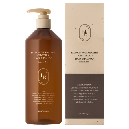 HEVEBLUE - Salmon PullKeratin Centella Hair Shampoo - Atjaunojošs Matu Šampūns - 500ml