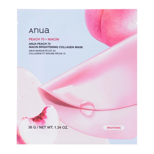 Anua - Peach 70 Niacin Brightening Collagen Mask - Izgaismojoša Auduma Maska ar Kolagēnu - 38g