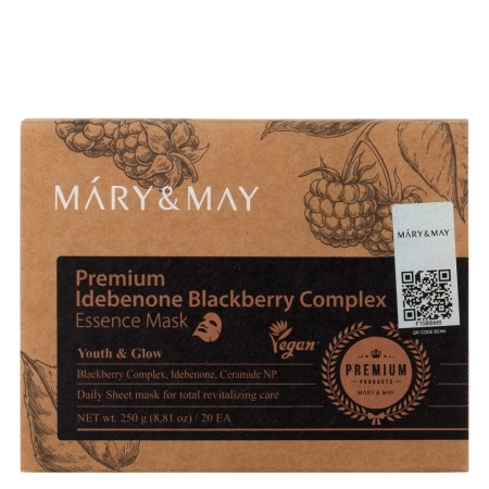 Mary&May - Premium Idebenon Blackberry Complex Essence Mask - Auduma Masku Komplekts - 20gab.