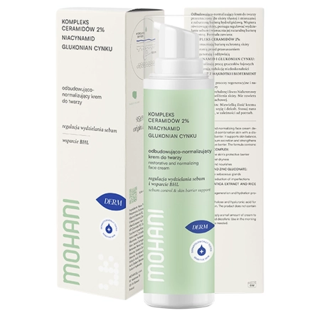 Mohani - Atjaunojošs un Normalizējošs Sejas Krēms - Keramīdu Komplekss 2% - Niacinamīds un Cinka Glikonāts - 50ml