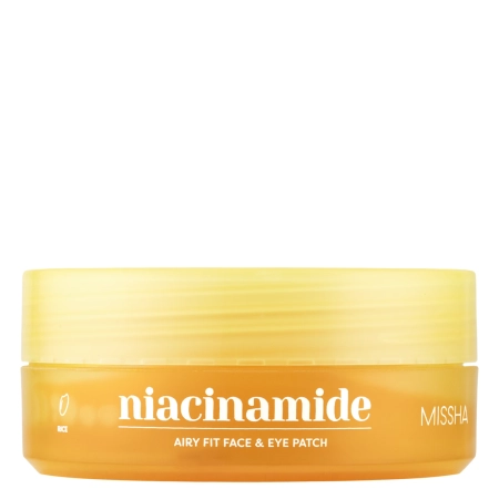 Missha - Airy Fit Niacinamide Brightening Face & Eye Patch - Izgaismojoši Hidrogēla Patči ar Niacinamīdu - 60gab