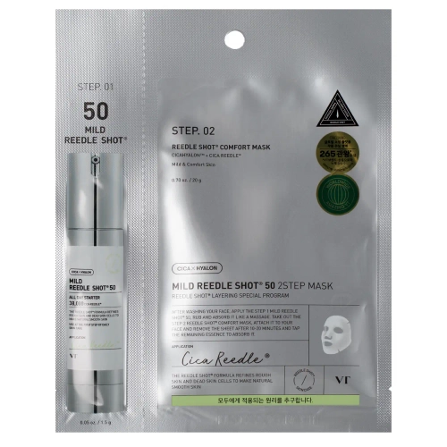 VT Cosmetics - Mild Reedle Shot 50 2Step Mask - Nostiprinoša Auduma Sejas Maska - 1,5g+20g
