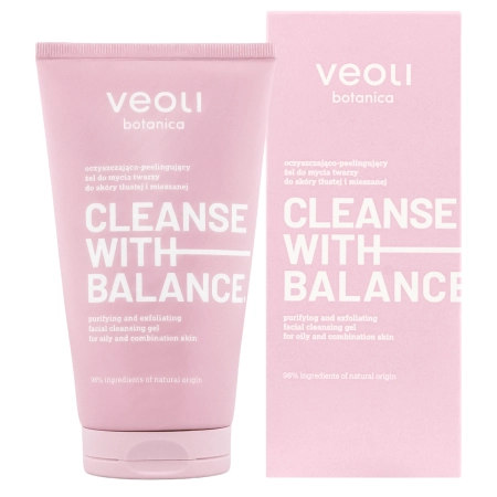 Veoli Botanica - CLEANSE WITH BALANCE - Attīroša un Noloboša Sejas Mazgāšanas Želeja Taukainai un Jauktai Ādai - 150ml