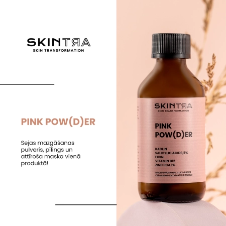 SkinTra - Pink Pow(d)er - Daudzfunkcionāls Attīrošs Pulveris ar Enzīmiem un Māliem - 40g