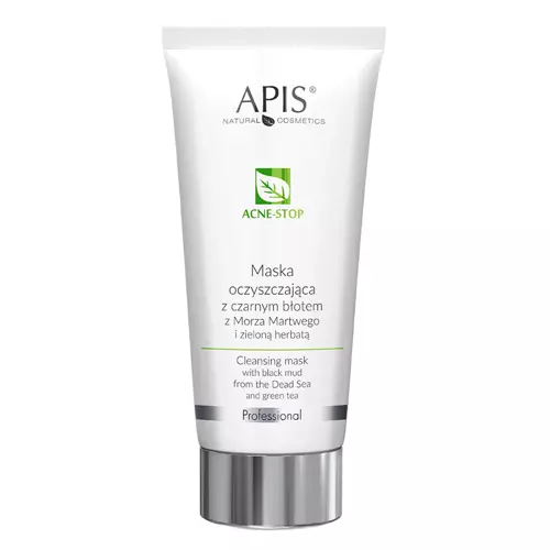 Apis - Professional - Acne-Stop - Cleansing Mask with Black Mud from the Dead Sea and Green Tea - Attīroša Maska ar Nāves Jūras Melnajiem Dubļiem un Zaļo Tēju - 200ml