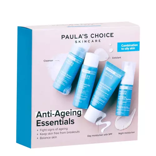 Paula's Choice - Trial Kits Anti-Aging Essentials Combination to Oily Skin - Pretgrumbu Kosmētikas Komplekts Problemātiskai Ādai - 30ml+15ml+30ml+10ml