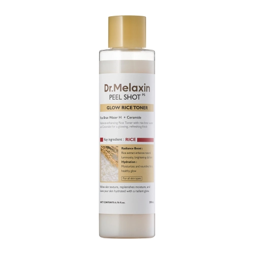 Dr.Melaxin - Peel Shot Glow White Rice Toner - Izgaismojošs Toniks ar Rīsu Kliju Ūdeni - 200ml