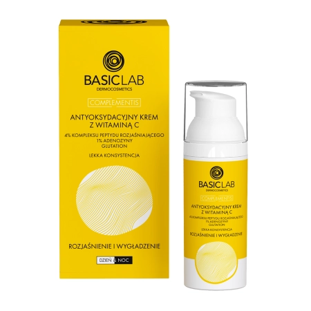 BasicLab - Mirdzums un Gludums - Viegls Antioksidatīvs Krēms ar C Vitamīnu - 50ml