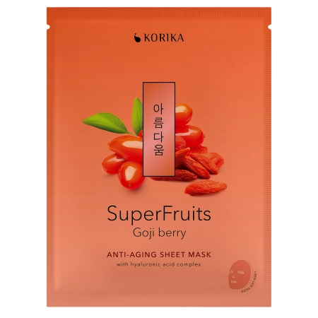 KORIKA - Superfruits Anti-aging Sheet Mask Goji Berry - Pretgrumbu Auduma Sejas Maska - 1gab/25g