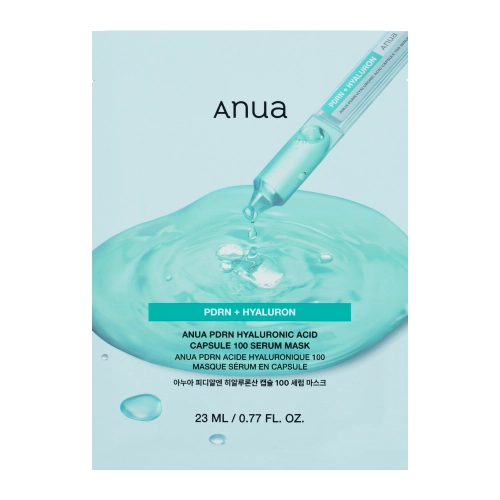 Anua - PDRN + Hyaluron 100 Serum Mask - Mitrinoša un Izgaismojoša Auduma Maska - 23ml