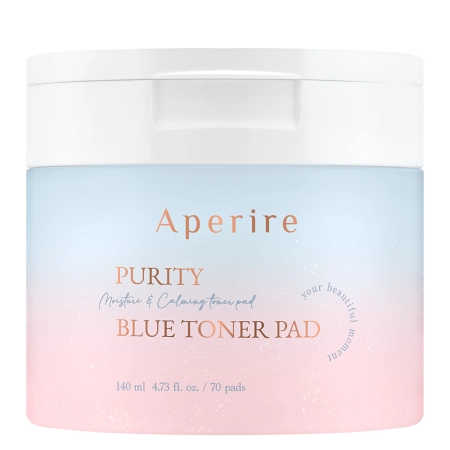 Aperire - Purity Blue Toner Pad - Mitrinoši un Nomierinoši Kosmētiskie Spilventiņi Sejai - 70gab/140ml
