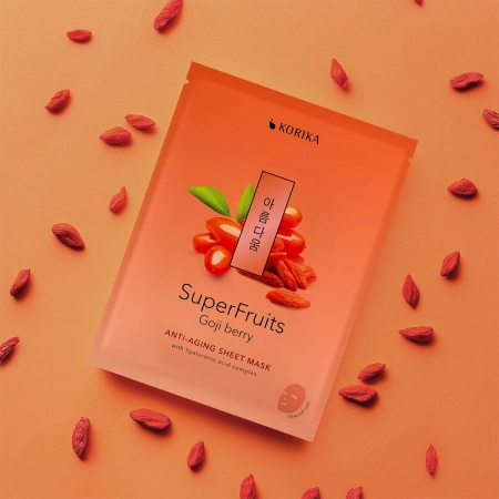 KORIKA - Superfruits Anti-aging Sheet Mask Goji Berry - Pretgrumbu Auduma Sejas Maska - 1gab/25g