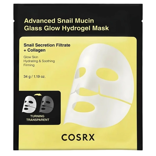 COSRX - Advanced Snail Mucin Glass Glow Hydrogel Mask - Hidrogēla Maska ar Gliemežu Gļotām - 34g