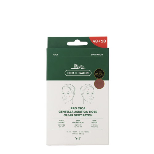 VT Cosmetics - CICA Clear Spot Patch - Nomierinoši Plāksteri Pret Pinnēm - 66gab.