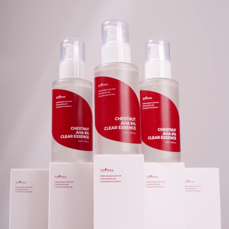 Isntree - Chestnut AHA 8% Clear Essence - Sejas Esence ar Pienskābi un Glikolskābi - 100ml