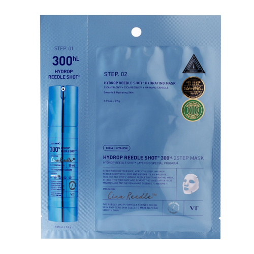 VT Cosmetics - Hydrop Reedle Shot 300hL 2-Step Mask - Mitrinoša Hidrogēla Sejas Maska - 1 gab./38g