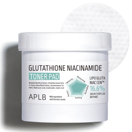 APLB - Glutathione Niacinamide Toner Pad - Izgaismojošie Sejas Spilventiņi - 60gab/100ml