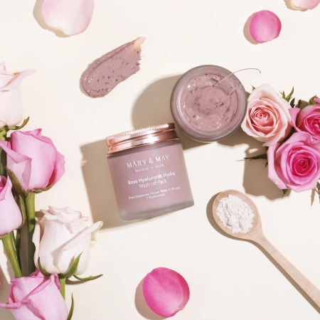 Mary&May - Rose Hyaluronic Hydra Wash off Pack - Mitrinoša maska ar mālu - 125g