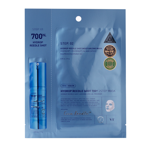 VT Cosmetics - Hydrop Reedle Shot 700hL 2-Step Mask - Mitrinoša Sejas Maska - 1 gab./38g