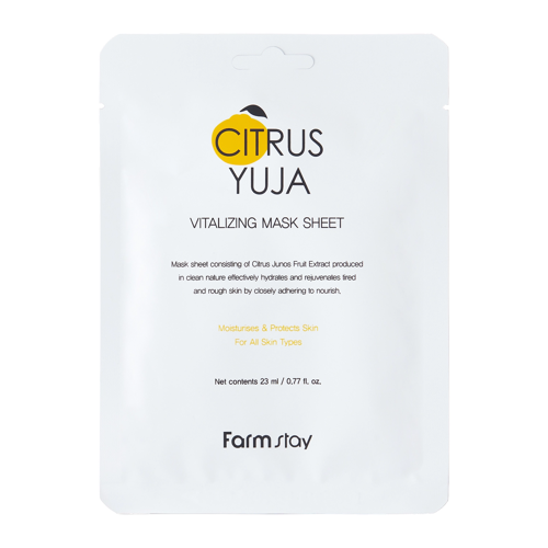 Farmstay - Citrus Yuja Vitalizing Mask Sheet - Atjaunojoša Auduma Maska ar Juzu Augļu Ekstraktu - 23ml/1 gab.