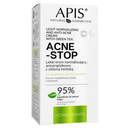 Apis - Home Terapis - Acne-Stop - Viegls Normalizējošs Pretaknes Krēms ar Zaļo Tēju - 50ml