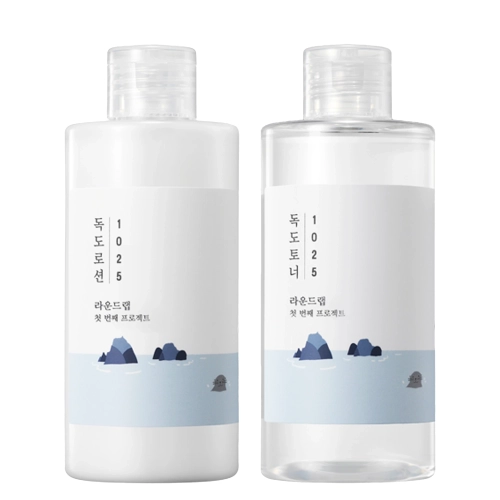 Round Lab - 1025 Dokdo Toner + Lotion - Mitrinošs un Nomierinošs Ādas Kopšanas Komplekts - 200ml + 200ml