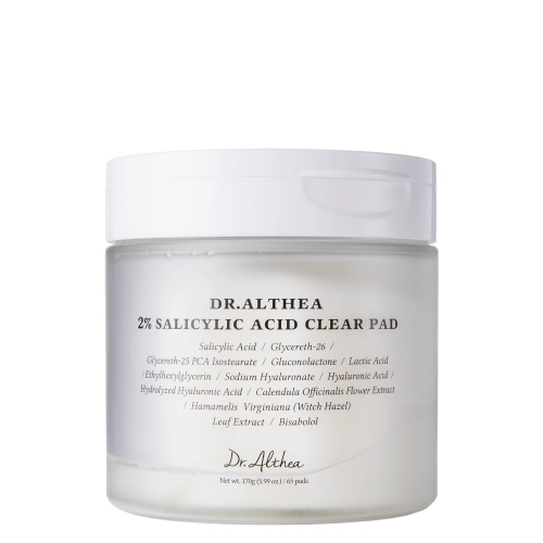 Dr. Althea - 2% Salicylic Acid Clear Pad - Attīrošie Kosmētiskie Spilventiņi ar 2% Salicilskābi - 65gab.