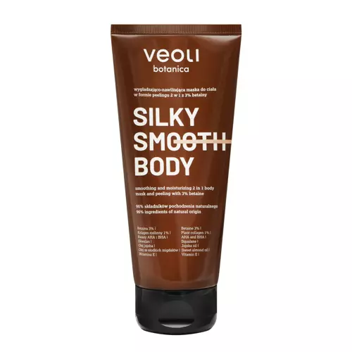 Veoli Botanica - Silky Smooth Body - Izlīdzinoša un Mitrinoša Ķermeņa Maska-Pīlings 2in1 - 180ml