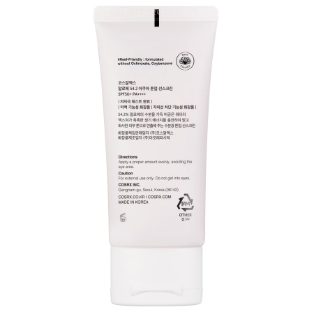 COSRX - Aloe 54.2 Aqua Tone-Up Sunscreen SPF50+/PA++++ - Mitrinošs Krēms ar Saules Aizsargfiltru - 50ml