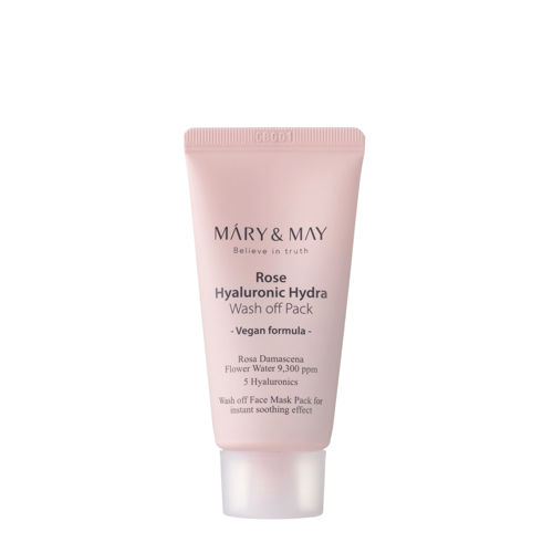 Mary&May - Rose Hyaluronic Hydra Wash off Pack - Krēmveida Maska Sejai ar Balto Mālu - 30g
