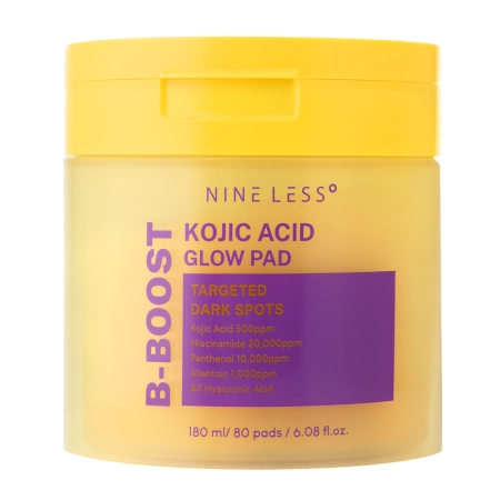 Nine Less - B-Boost Kojic Acid Glow Toner Pad - Sejas Spilventiņi ar Kojīnskābi - 80gab/180ml